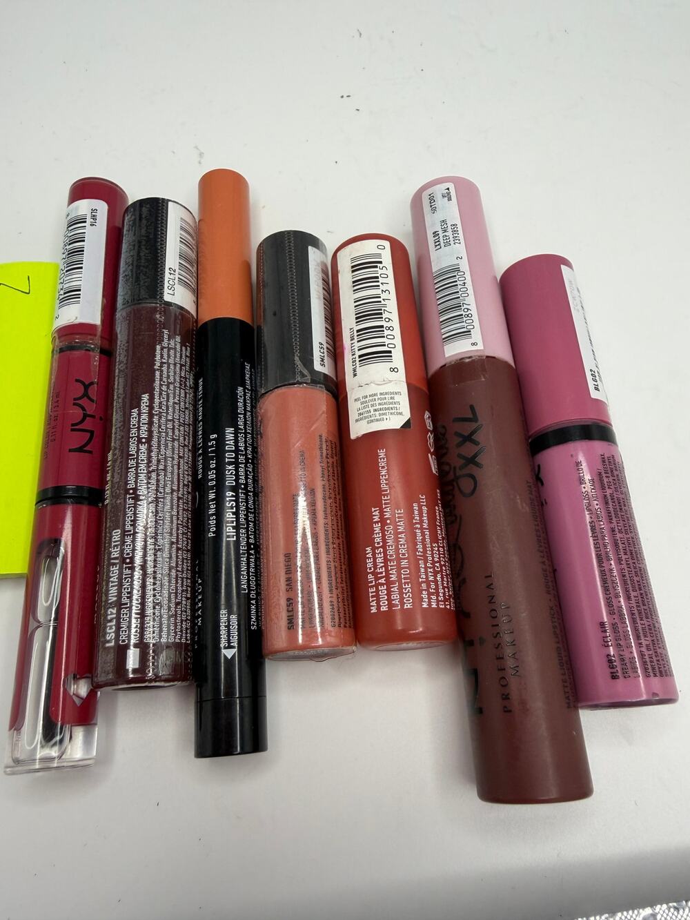 NYX Lip Makeup Lot of 7 Lipstick Lip Cream Gloss Assorted Shades NEW